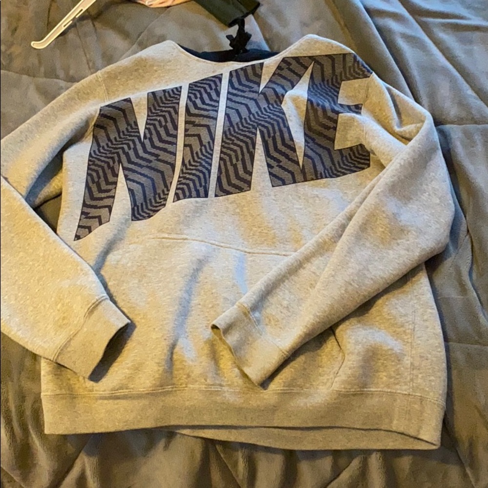 Nike grey and blue hoodie size large